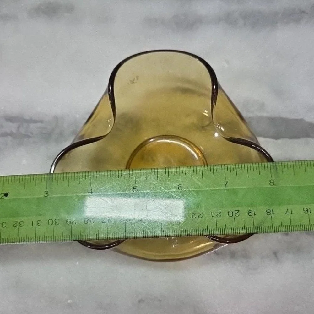 Anchor Hocking Harvest‎ Gold Trinket Bowl, Vintage Amber Honey Dish, Wavy Edges